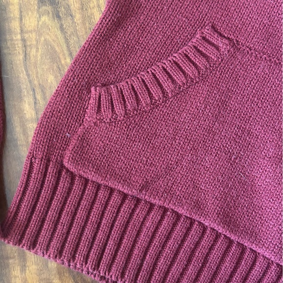 LF Burgundy Maroon Oxblood Red Knit Hoodie - Picture 12 of 16